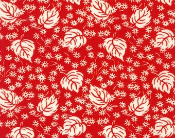 Daisy's Redwork by Debbie Beaves: Cotton Quilting Fabric by Flowerhouse for Robet Kaufman  FLH-21267-3 RED,  sold by half yard