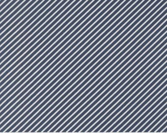 Delightfully Yours Navy 37708 19 by Sherri & Chelsi for Moda Fabrics -sold by the half yard,  Diagonal bias stripe