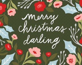 Merry Christmas Darling Packaged Panel 72" x 58" from Berry And Pine by Lella Boutiquer and Moda Fabrics, 5247 11P