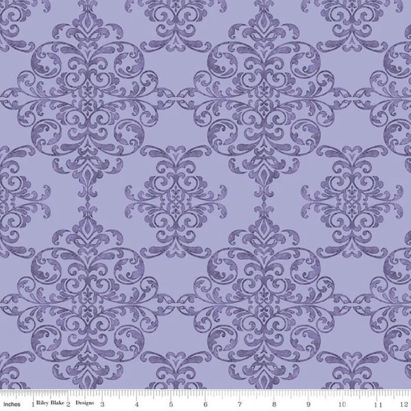 Damask Plum Lucy June by Lila Tueller for Riley Blake C11222-PLUM- 1/2 Yard Increments, Cut Continuously