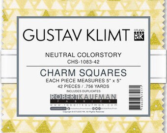 Gustav Klimt by Studio RK - Neutral Colorstory by Robert Kaufman, 42 - 5" precut fabric quilt squares CHS-1083-42