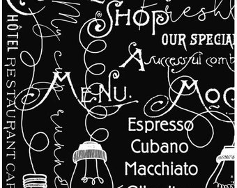 Coffee Chalk From J Wecker Frich of Riley Blake Designs C11035-Black, Sold by Half Yard