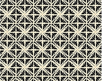 Sleepy Hollow - Black Bats and Brooms on Cream Off White Fabric by Andover Fabrics 9486 L - Sold by the Half Yard