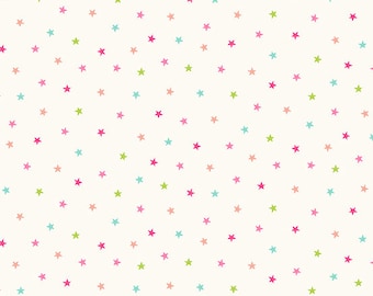 In the Jungle by Makower, color - pink, pattern - Multi Stars, 100% Cotton Quilting Fabric, sold by the 1/2 yard, TP-2606-PQ