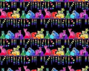 Ringtail Love Night - Black, Love in the Wild, Daughter Earth/Katy Tanis for Free Spirit, PWKT039.XBLACK, sold by the half yard