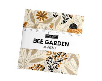 Bee Garden Charm Pack 48410PP by Gingiber, Moda Fabrics, Moda Precuts, 42 5-inch Squares Charm Pack