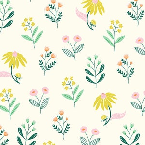 Creamy Cool Wild Blooms from Moonlit Garden by Patty Sloniger for Andover Fabrics, A-511-LT, sold by the half yard