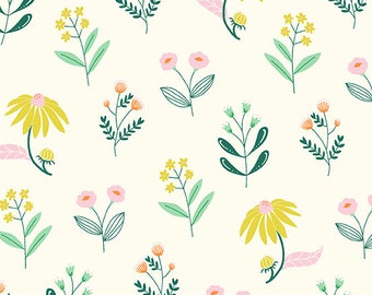 Creamy Cool Wild Blooms from Moonlit Garden by Patty Sloniger for Andover Fabrics, A-511-LT, sold by the half yard