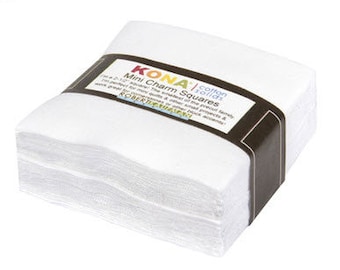 White 2 1/2" Mini Charm pack by Kona Cotton - Robert Kaufman - mini charm pack bundle includes 84 pieces