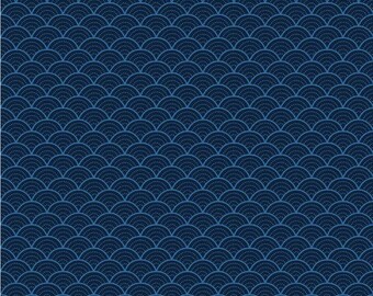 Pure Delight Scallops Navy - Riley Blake Designs - Geometric Clamshells Solid Dashed Lines Blue, C10092-Navy - sold by the half yard