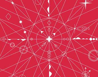 Strawberry Hopscotch Century Prints 2021 Compass Pattern by Alison Glass 1/2 yd, a great blender fabric by Andover Fabrics CS-22