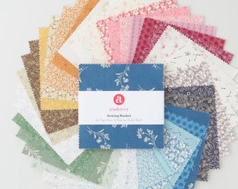 Sewing Basket Scoops Charm Packs by Edyta Sitar for Laundry Basket, 42 piece 5" Charm Pack - Andover Fabrics. 100% Cotton
