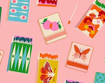 Trinketry Balmy RS0109 13, by designer Melody Miller and the Ruby Star Society - sold by half yard, Matchmaker Novelty Matchbook Retro