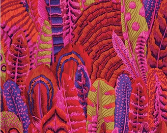 Feathers - Red Phillip Jacobs for the Kaffe Fassett Collective, Free Spirit Fabrics, 100% Cotton quilting fabric, PWPJ055.REDXX