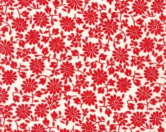 Daisy's Redwork by Debbie Beaves: Cotton Quilting Fabric by Flowerhouse for Robet Kaufman  FLH-21271-83 VINTAGE WHITE,  sold by half yard
