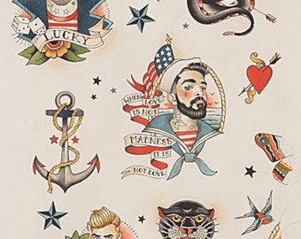 Anchors Away Fabric by Alexander Henry - Tea Colored back ground  8697A - Large Scale Print, sold by half yard