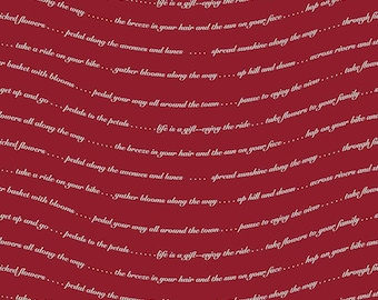 Petals & Pedals Text Red - 100% Cotton -  by Jill Finley for Riley Blake Designs - Sold By The Half Yard - C11142-Red