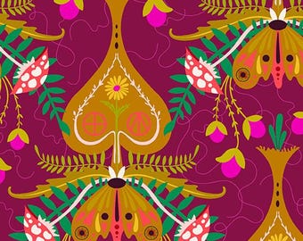 Wildflowers by Alison Glass, Color - Plum, Pattern - Spade for Andover Fabrics, A-667-P, sold by the half yard