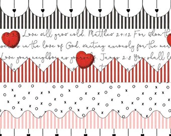 ALL MY HEART Trimmings Border Stripe White - J Wecker Frisch for Riley Blake Fabrics C14132-White, Sold by Half Yard