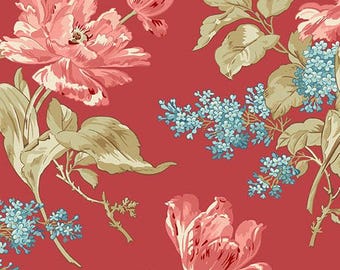 Lighthouse Red Roof Front Porch Bouquet by Laundry Basket Quilts - Premium Cotton - Sold by Half Yard Cuts A-1472-R