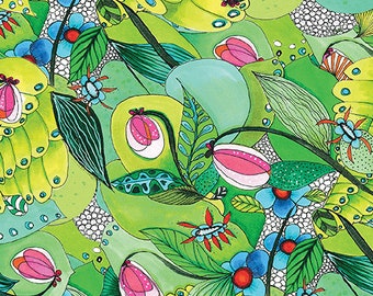 Eden Multicolor  floral By Anna Nyman from the Fantasy Garden Collection for Benartex Contempo 13237-99 , sold by Half Yard