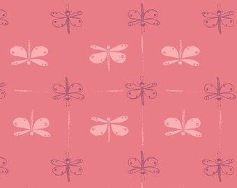 Petal Dragonfly Daze from Meadow Walk by Alexandra Bordallo For Andover Fabrics, sold by the half yard A-1339-E