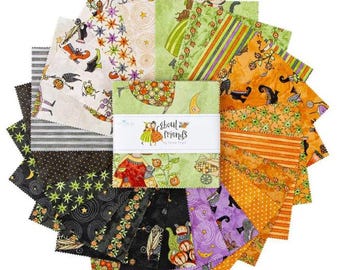 Ghoul Friends 5 Inch Stacke by Teresa Kogut for Riley Blake - 42 5-inch Squares Charm Pack, 5-16050-42 Halloween