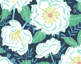 Shadow, Pattern: Camelias from the Flora and Fauna Collection by Patty Sloniger for Andover Fabrics - A-9992-B - sold by the half yard
