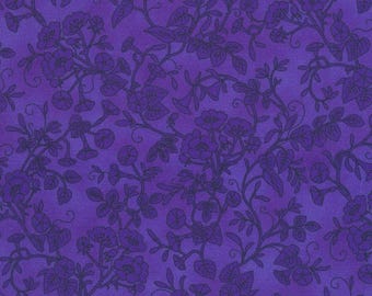 Midnight Purple from Georgina by Debbie Beaves and Flowerhouse for Robet Kaufman, FLHD-22129-460 Midnight Purple,  sold by the half yard