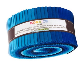 Waterfall Palette Kona Jelly Roll by Robert Kaufman - 40 pieces roll up - 2.8 yards - RU-782-40