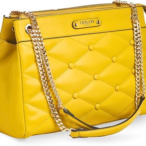 Bolso de hombro con cadena elegante para mujer / Amarillo