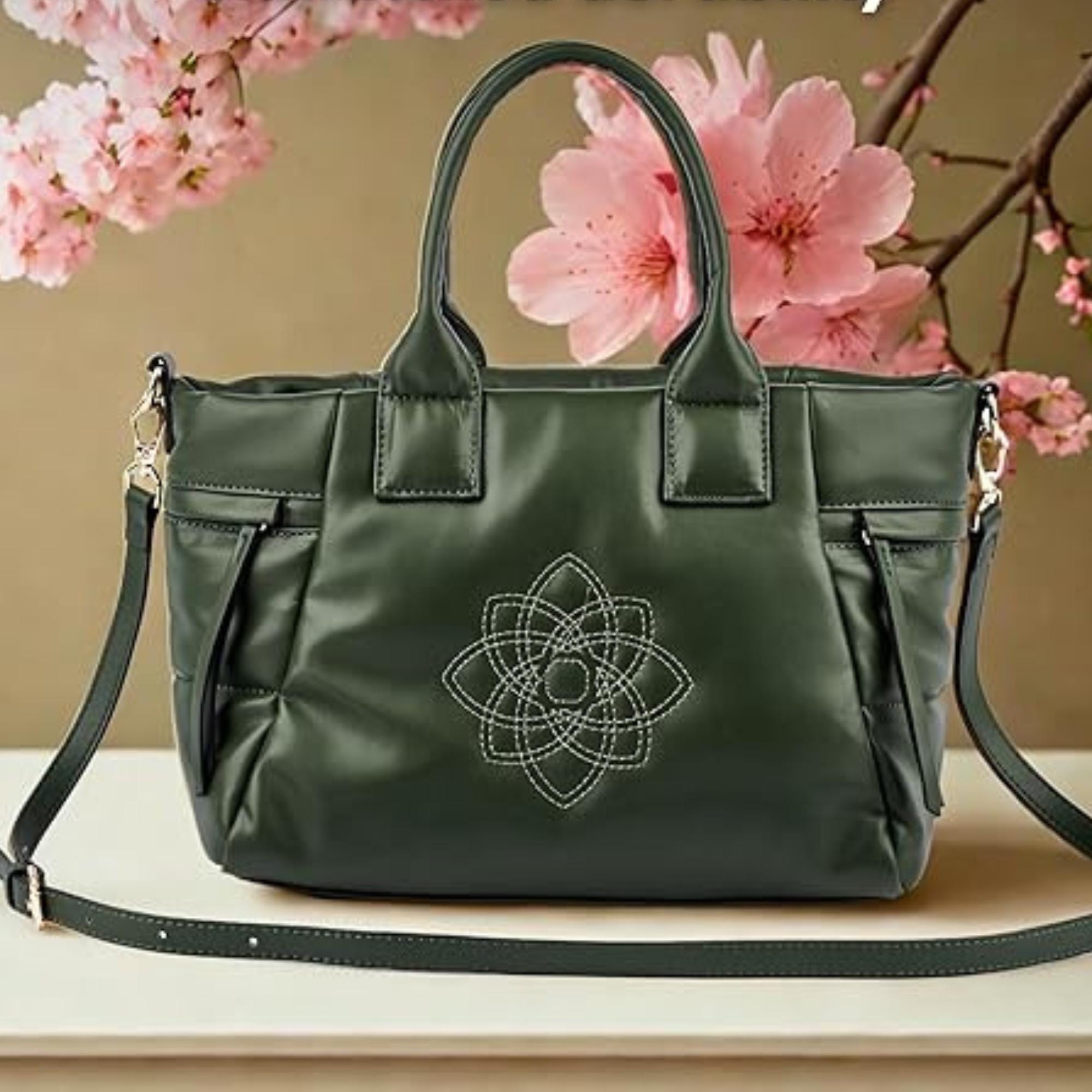 Stylish Dark Green Puffy Bag