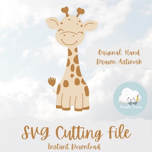 Cute Giraffe SVG Cutting File | Baby Gift Cricut & Silhouette Project | Includes PNG | Personalised Ideas | Instant Download