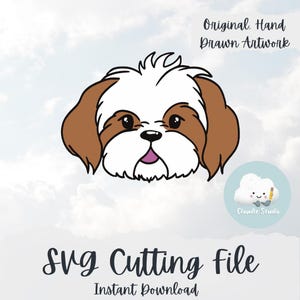 File di taglio SVG con simpatico cane Shih Tzu / Progetto Cricut e Silhouette per regali per neonati / Include PNG / Idee regalo personalizzate / Download immediato