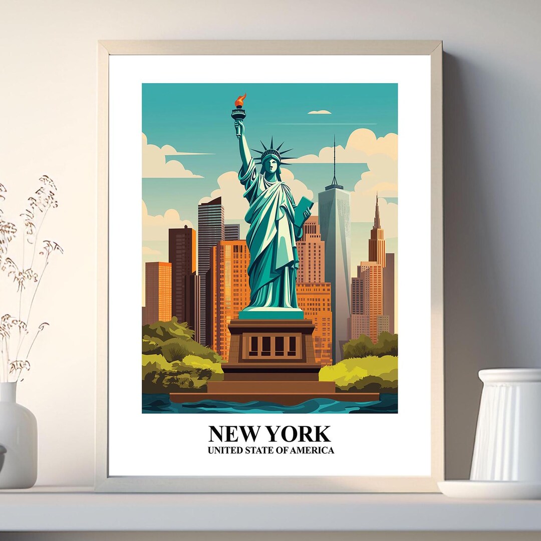 Statue of Liberty Print: New York Travel Poster, USA Art Decor - Etsy