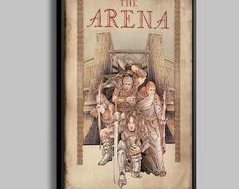 Arena Poster and canvas Tes Inspired Fanart Canvas, Heavy Cotton Paper Poster Handmade - Weathered Fan Art Print, Game Room Wall Art Canvas