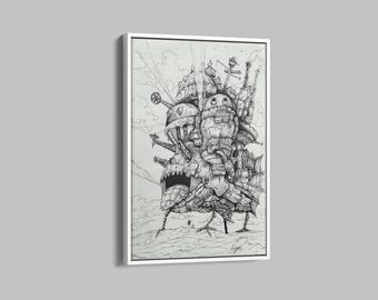 Howls Moving Castle, Hayao Miyazaki Anime Poster, Studio Ghibli Print Poster,Wall Art Anime Poster, Japanese Anime Art, Studio Ghibli Poster