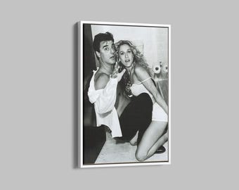 Impression sur toile Carrie et Mr. Big en noir et blanc, affiche en noir et blanc, oeuvre d'art en noir et blanc, affiche célèbre