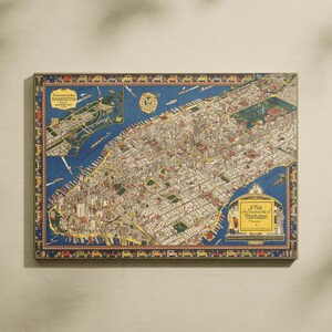 Map of Manhattan 1933 Canvas Print| Wall Art Prints| Canvas Wall Art| Ready to Hang| Modern Wall Art| Vintage Map Wall Decor
