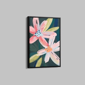 Wildflowers on Canvas, Flowers in Rain. Abstract Wall Art, Framed Canvas, Watercolor flowers, Floral Print, Classic, Rustic Farmhouse