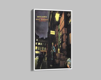 David Bowie-Ziggy Stardust Canvas Print, David Bowie Vintage Poster, Rock Music Lover Gifts, Album Cover Wall Art, Gift For Bowie Fan, KWest