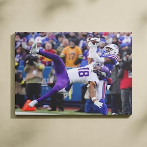 Justin Jefferson Canvas Poster Wall Art, Minnesota Vikings, Canvas Wrap, Wall Art Print, Kids Decor, Man Cave Gift, Sports Art