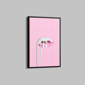 Woman in Lipstick, Audrey Hepburn style, Woman in Robe, Audrey Hepburn Makeup, Canvas Print, Audrey Hepburn Pink Lips, Pop Art Home Decor,