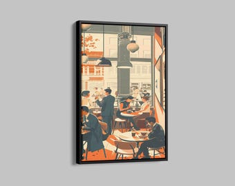 Vivid Cafe Cup Canvas Wall Art Espresso Watercolor Painting Print Drink Poster Barista Gift Vertical Wall Decor in the Cafe Ready to Hang