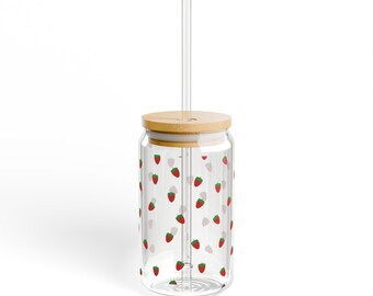 Strawberries Sipper Glass, 16oz