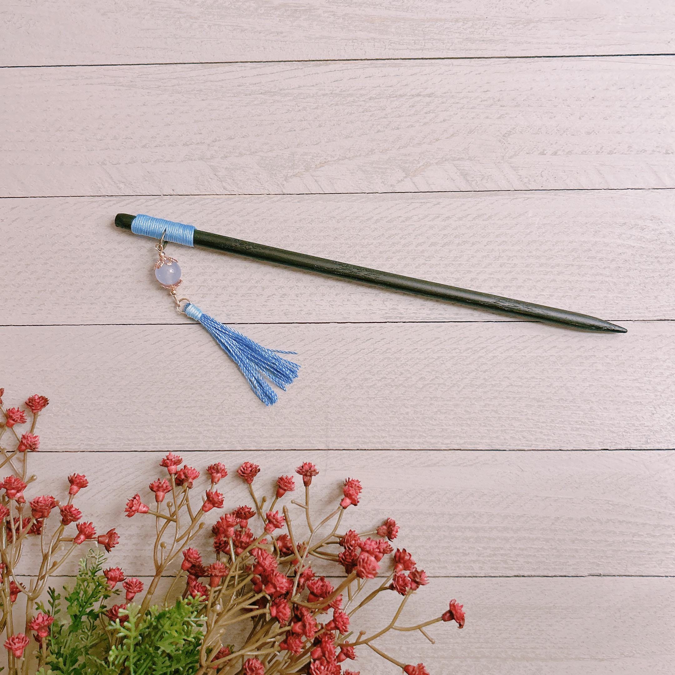 Rose Quartz Kanzashi Hair Stick, Japanese Hair Accessory  display picture 3
