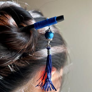 Midnight Handmade Japanese Hair Stick, Traditional Japanese Kanzashi, Artisan Hair Accessory, Asian Hair Pin, hair pin, Chinese hair stick