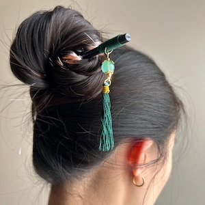 Jade Forest Handmade Japanese Hair Stick, Traditional Kanzashi, Hair Accessory, Asian Hair Pin, hair pin, Chinese hair stick