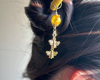 Honey Bee Hair Stick: Handmade Japanese Kanzashi, Asian Hair Pin