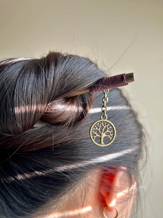 Kanzashi Haarnadel Japanischer Stil – Mit Perlenkette, Bubble Ball Motiv In Violett, 15 Cm
